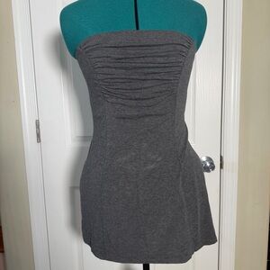 Strapless Ruched Dark Gray Charcoal Bodycon Summer Spring Mini Dress